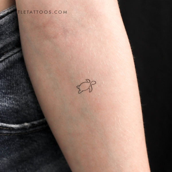 Single Line Turtle Temporary Tattoo - Set of 3