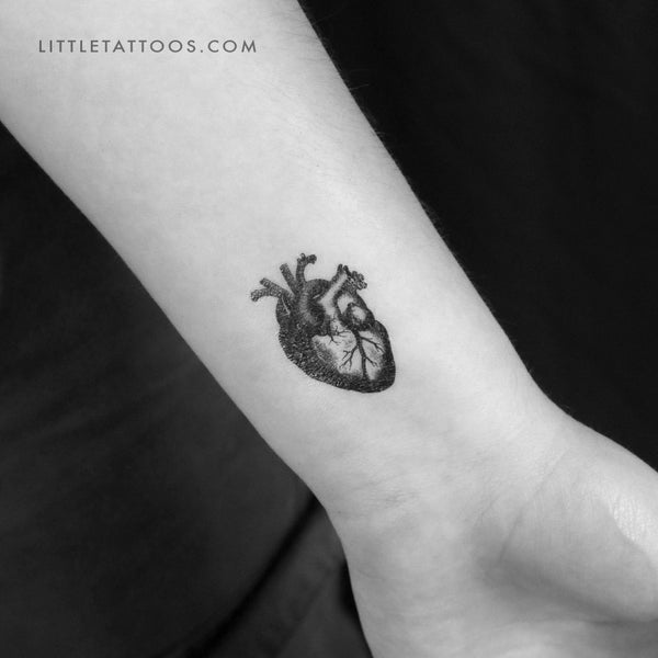 Engraving Anatomical Heart Temporary Tattoo - Set of 3