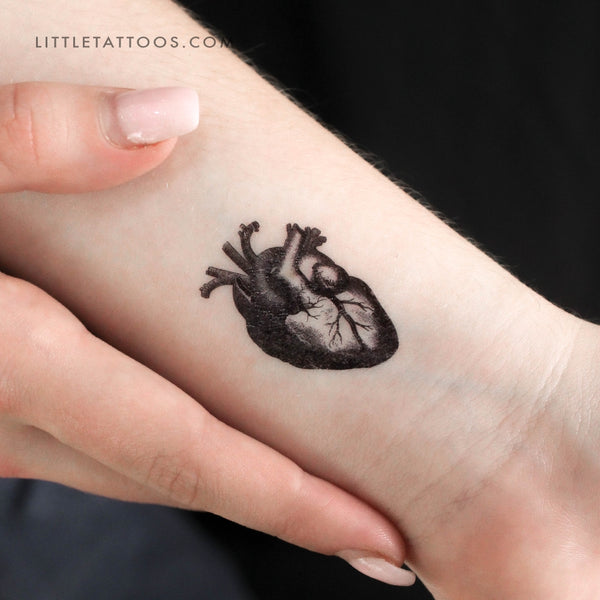 Engraving Anatomical Heart Temporary Tattoo - Set of 3