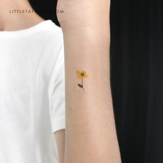 Tatuaje temporal de flor amarilla pequeña de Zihee (juego de 3)