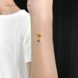 Small Yellow Flower Temporary Tattoo by Zihee - Set of 3