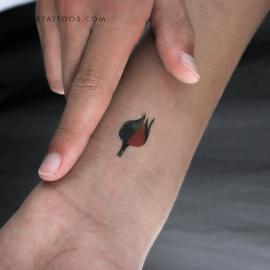 Tatuaje temporal de capullo de rosa de Zihee - Juego de 3