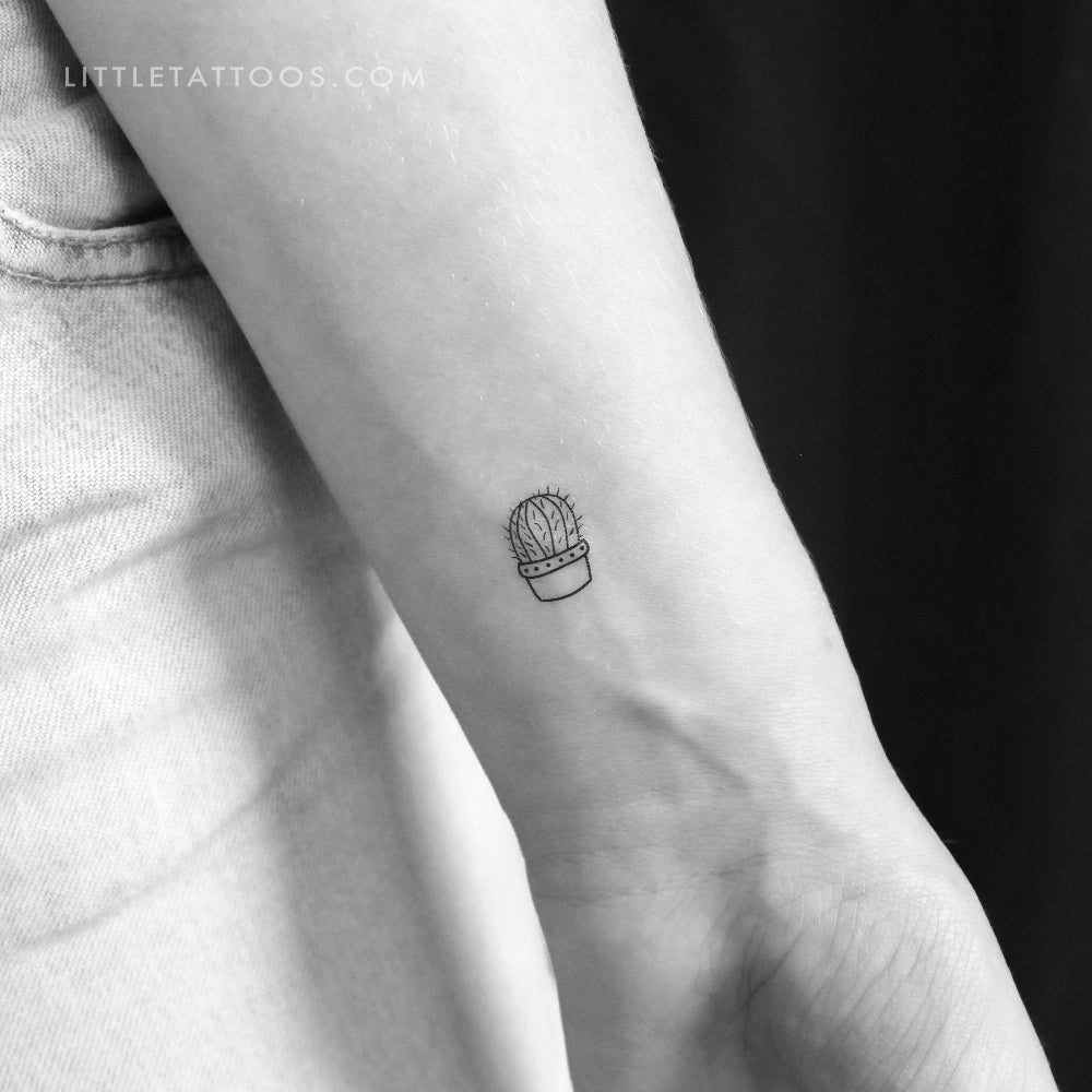 Tatuaje temporal de cactus barril - Juego de 3