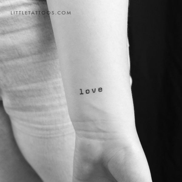 Typewriter Font 'Love' Temporary Tattoo - Set of 3