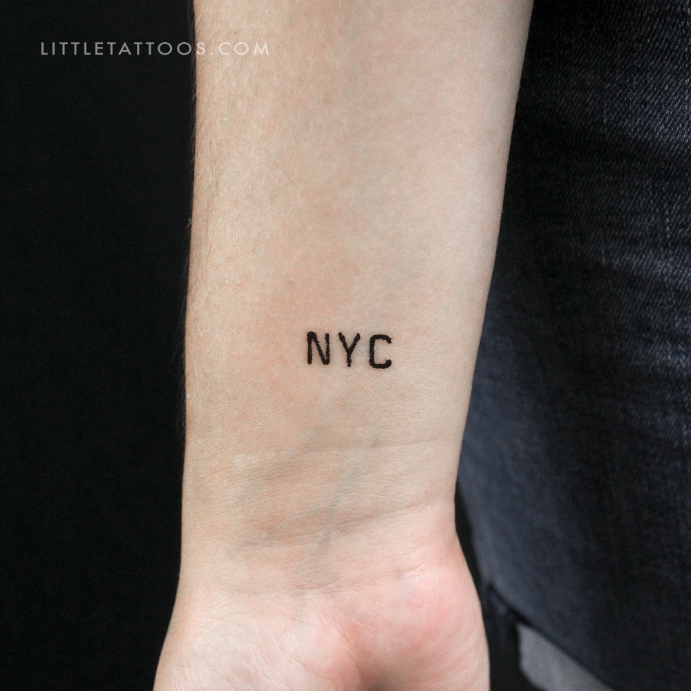 Tatuaje temporal de tipografía de máquina de escribir de Nueva York (juego de 3)
