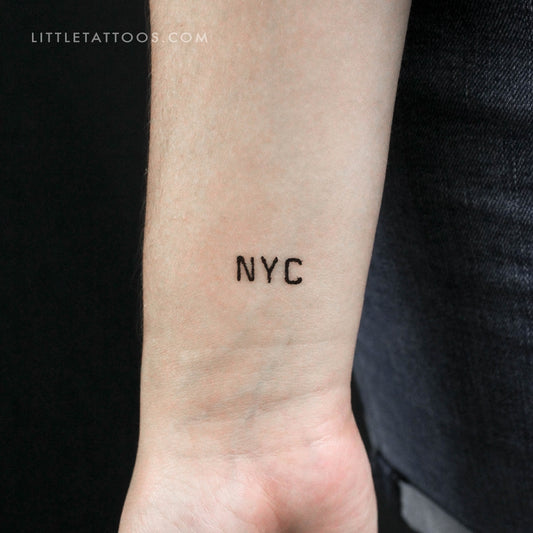 Tatuaje temporal de tipografía de máquina de escribir de Nueva York (juego de 3)