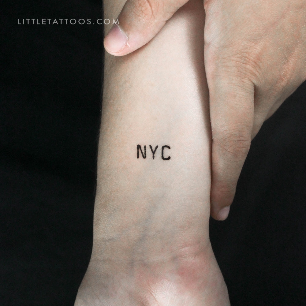 Tatuaje temporal de tipografía de máquina de escribir de Nueva York (juego de 3)