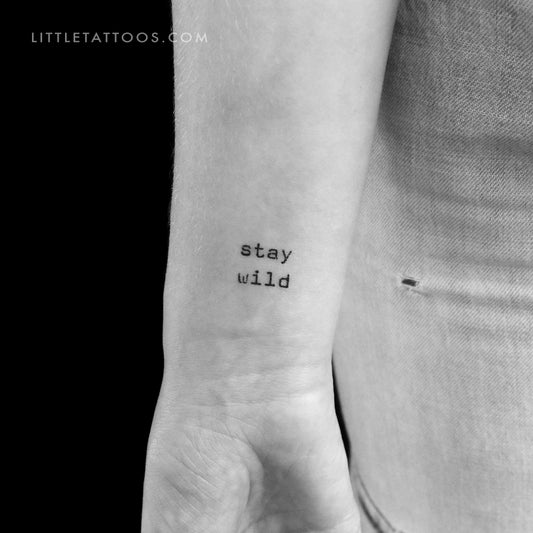 Tatuaje temporal "Stay Wild" de fuente de máquina de escribir - Juego de 3