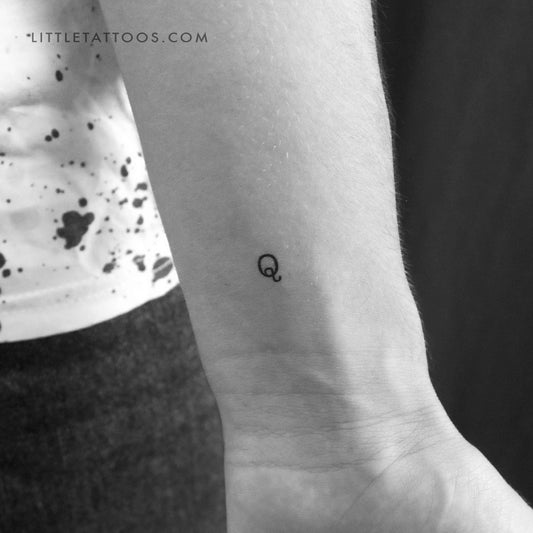 Q Uppercase Typewriter Letter Temporary Tattoo - Set of 3