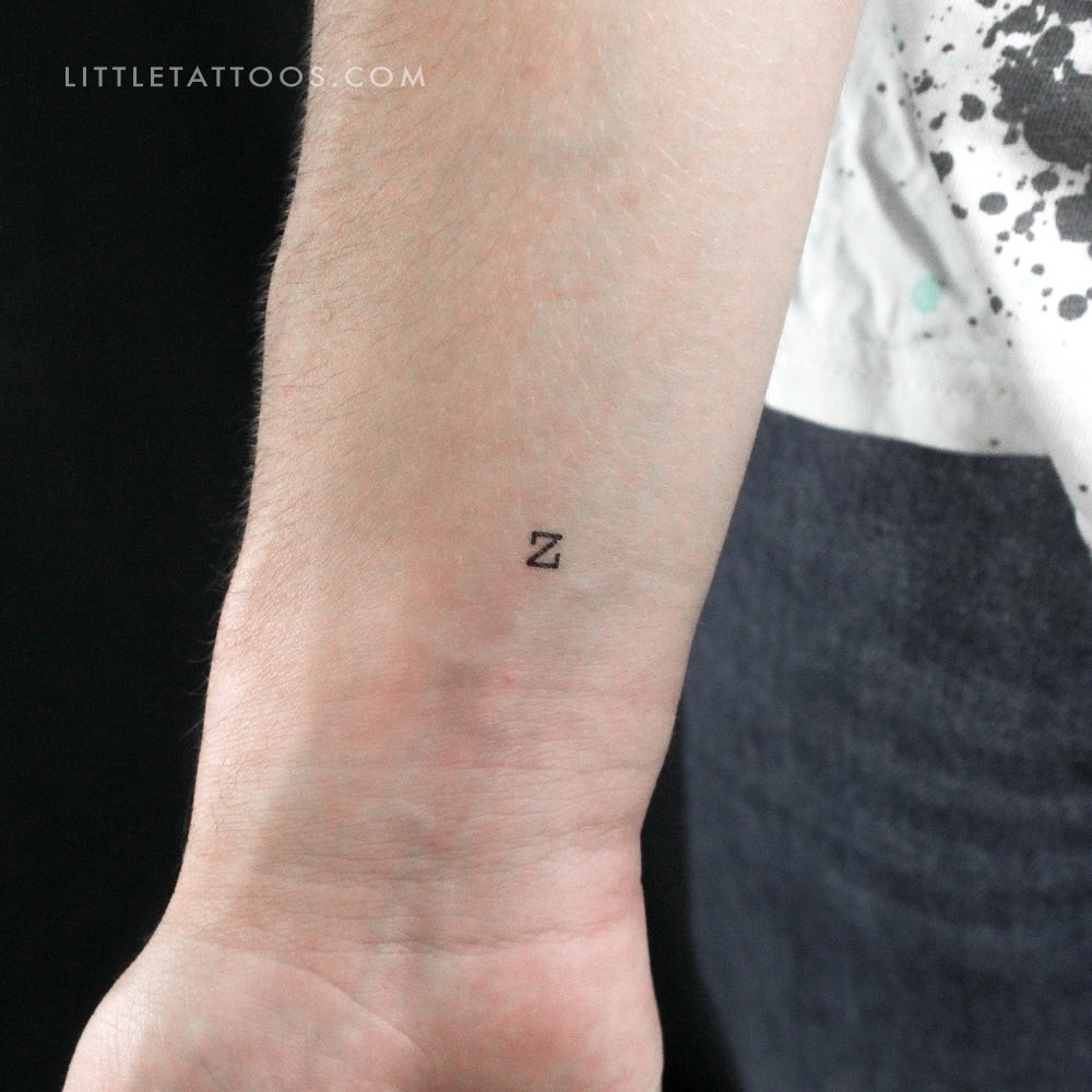 Tatuaje temporal de la letra Z minúscula de máquina de escribir (juego de 3)