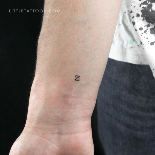 Tatuaje temporal de la letra Z minúscula de máquina de escribir (juego de 3)