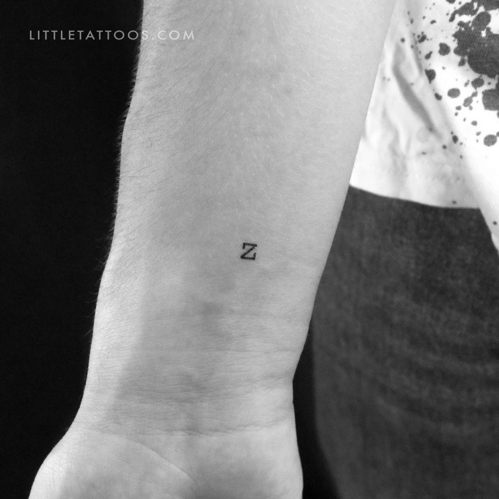 Tatuaje temporal de la letra Z minúscula de máquina de escribir (juego de 3)