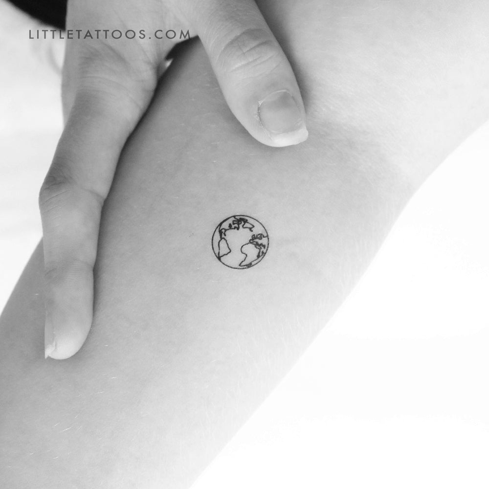 Tatuaje temporal de un pequeño planeta Tierra (océano Atlántico) (juego de 3)