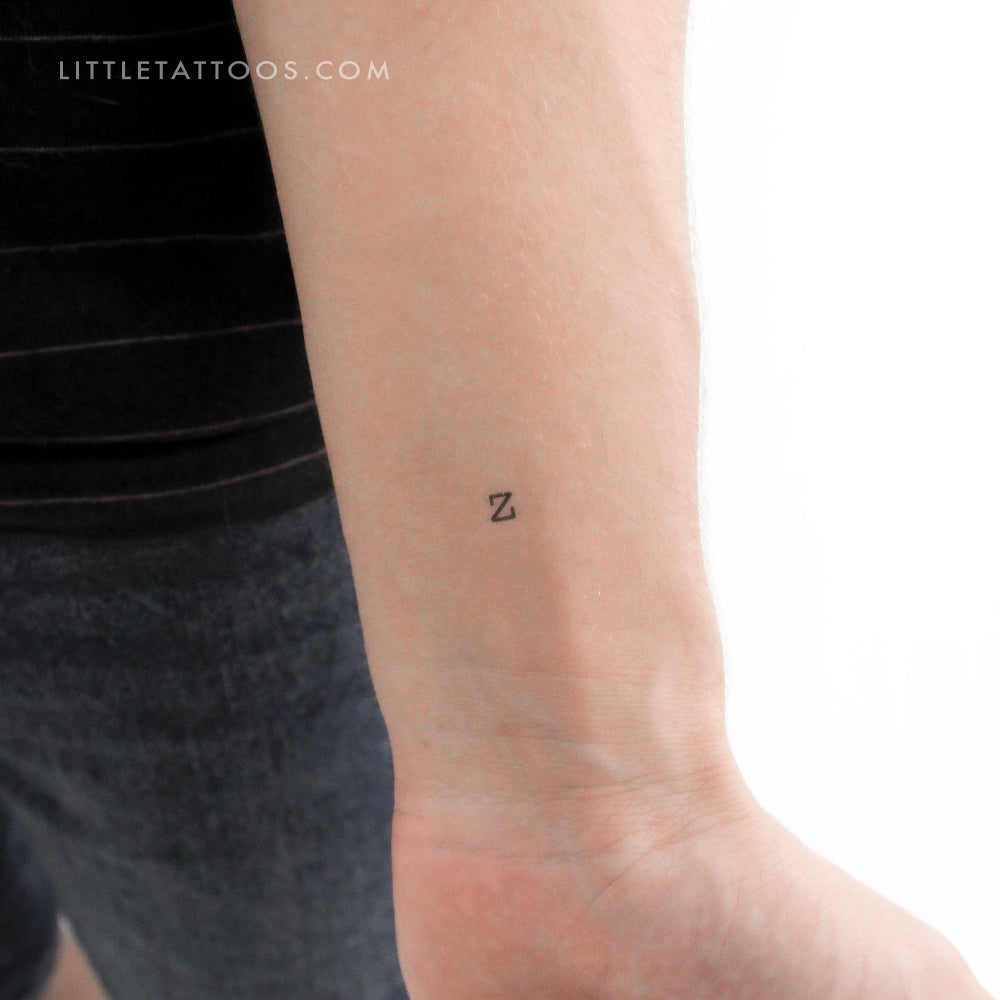 Tatuaje temporal de la letra Z minúscula de máquina de escribir (juego de 3)