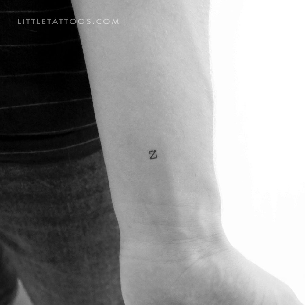 Tatuaje temporal de la letra Z minúscula de máquina de escribir (juego de 3)