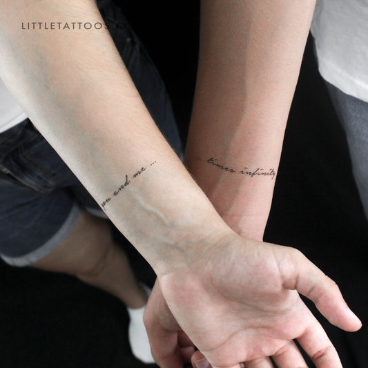 Tatuaje temporal de infinito "Tú y yo a juego" - Juego de 3 + 3