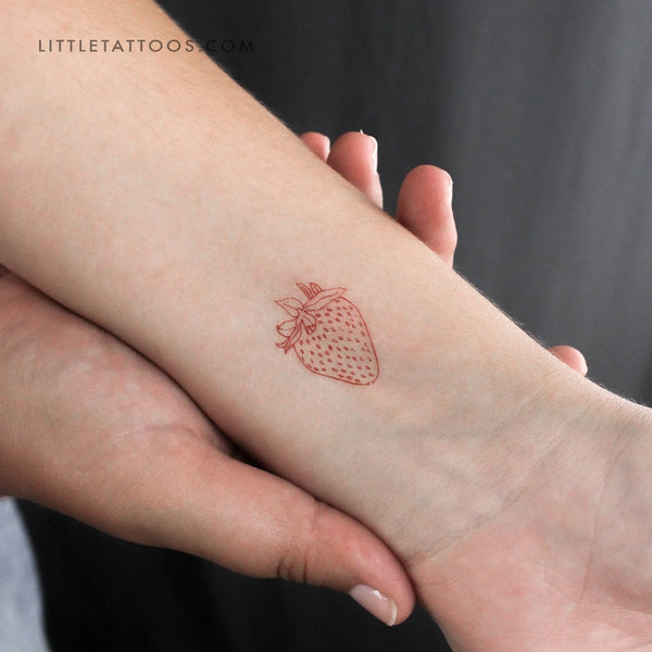 Red Strawberry Temporary Tattoo - Set of 3