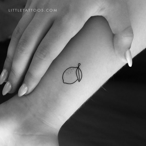 Single Line Lemon Temporary Tattoo - Set of 3