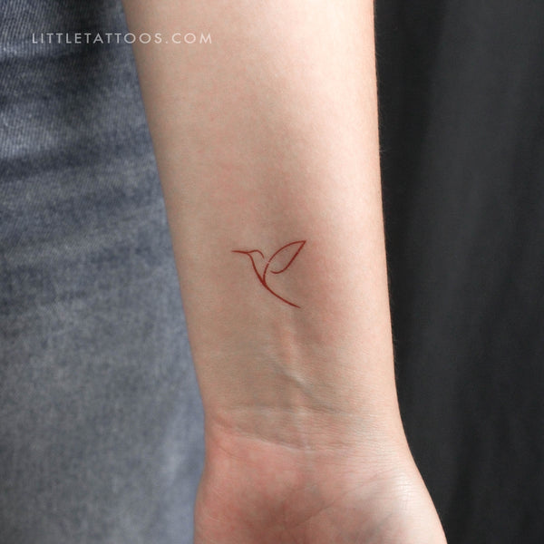 Red Hummingbird Temporary Tattoo - Set of 3