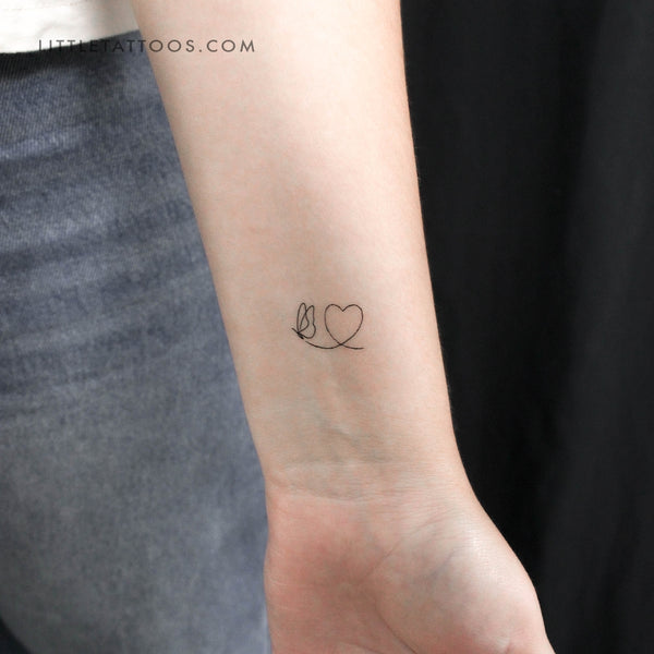 Butterfly And Heart Temporary Tattoo - Set of 3