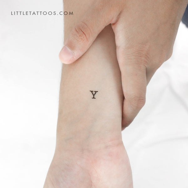 Y Uppercase Typewriter Letter Temporary Tattoo - Set of 3