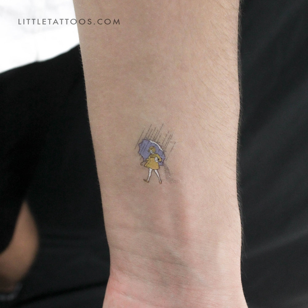 Tatuaje temporal de Morton Salt Umbrella Girl (juego de 3)