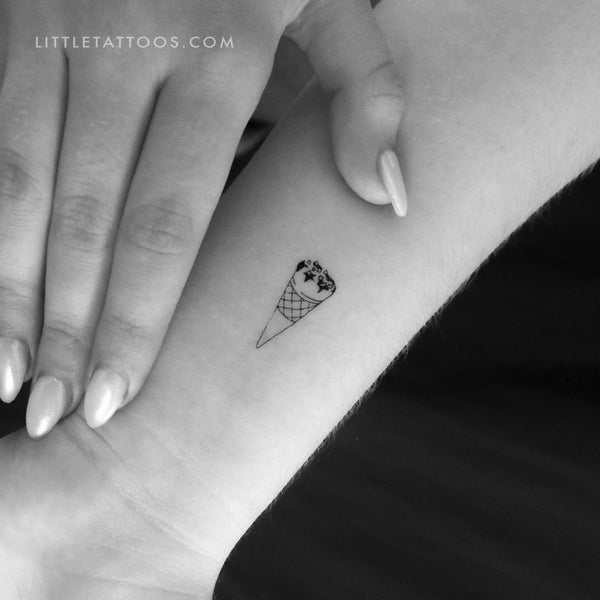 Ice Cream Cone Temporary Tattoo - Set of 3