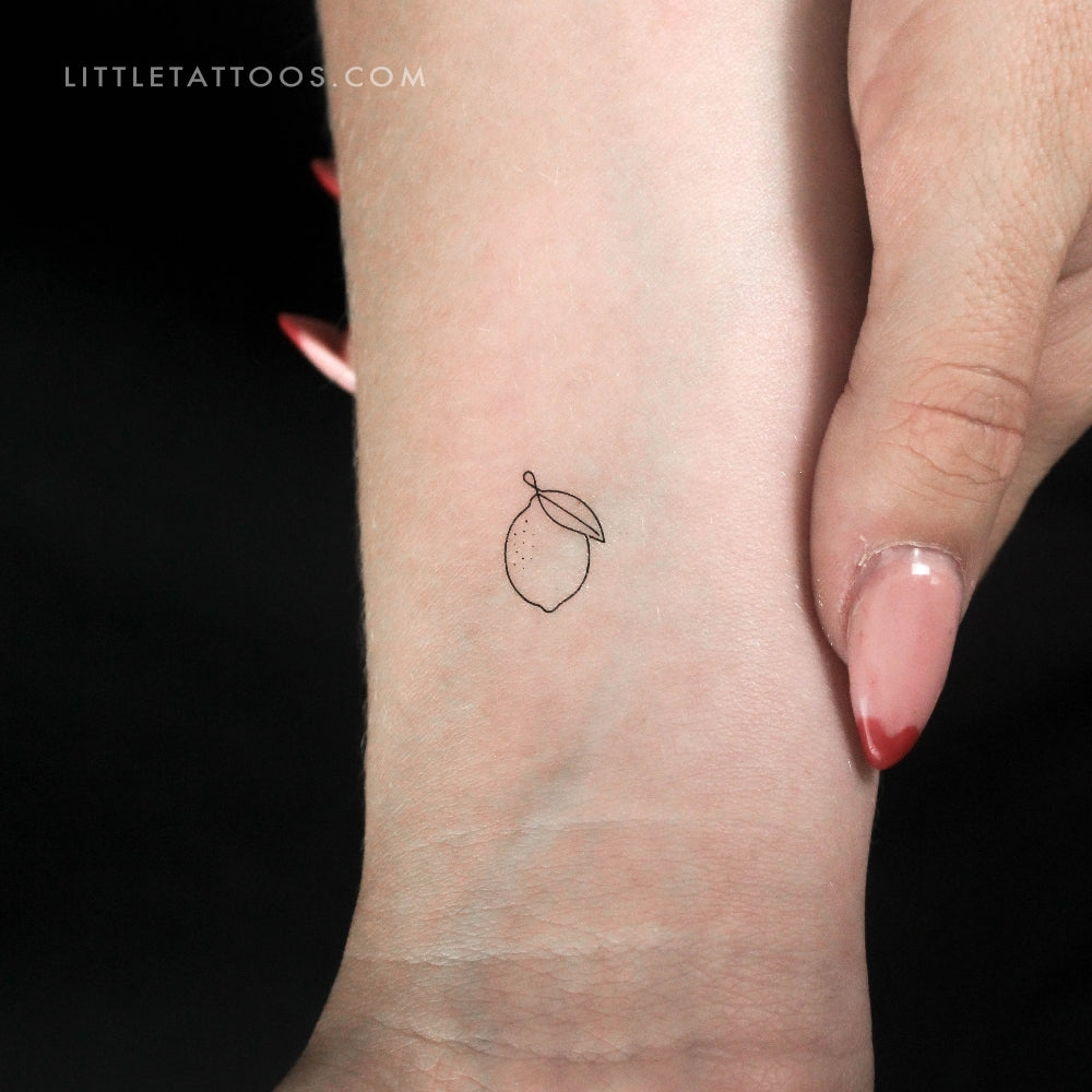 Tatuaje temporal de limón de una sola línea (juego de 3)