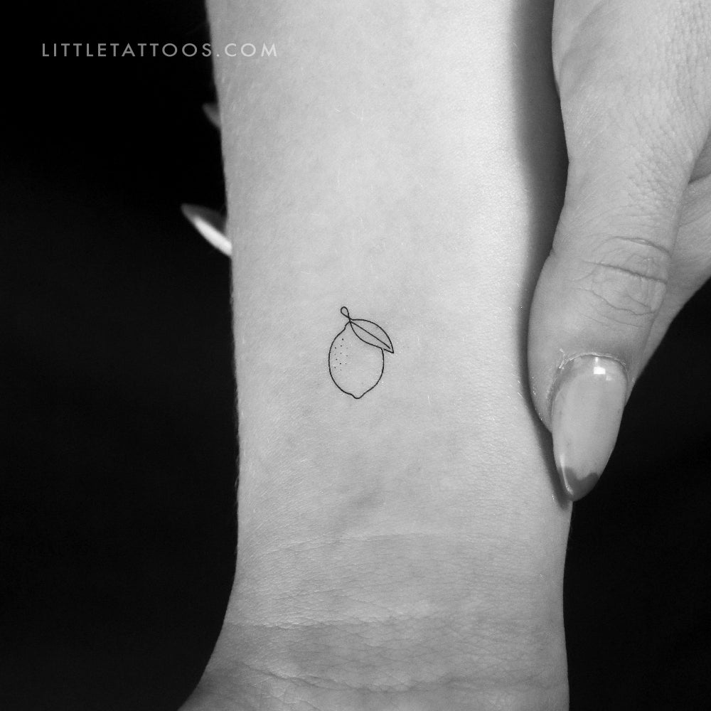 Tatuaje temporal de limón de una sola línea (juego de 3)
