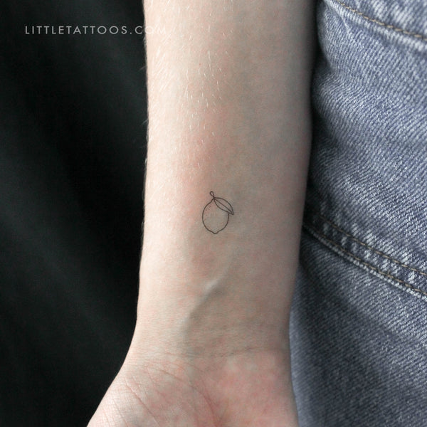 Tiny Single Line Lemon Temporary Tattoo - Set of 3