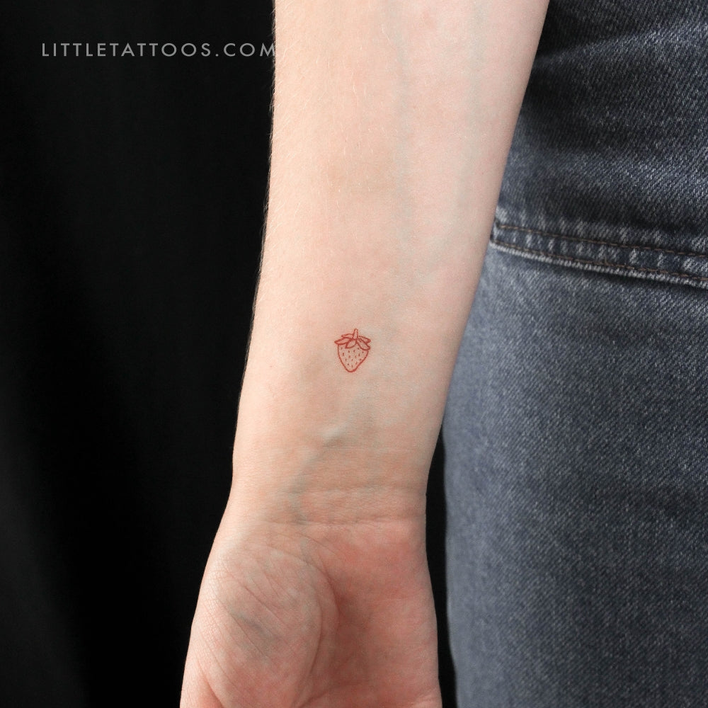 Tatuaje temporal de fresa roja diminuta (juego de 3)