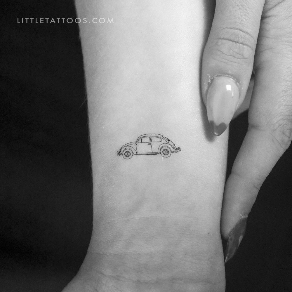 Volkswagen Beetle Type 1 Temporary Tattoo - Set of 3