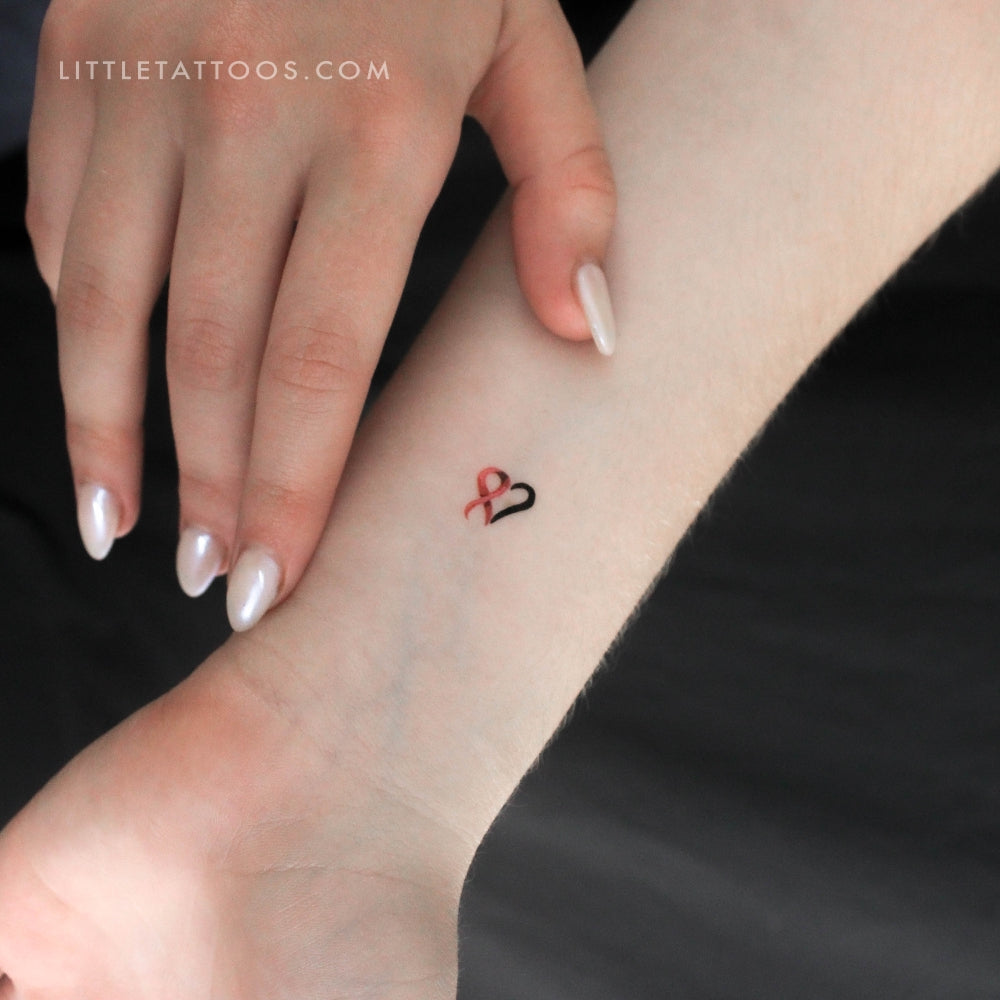 Tiny Cancer Awareness Ribbon Temporary Tattoo - Set of 3