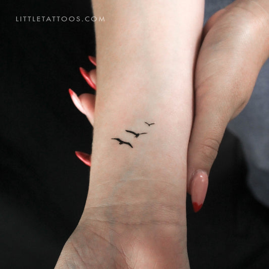 Tatuaje temporal de tres pájaros - Juego de 3