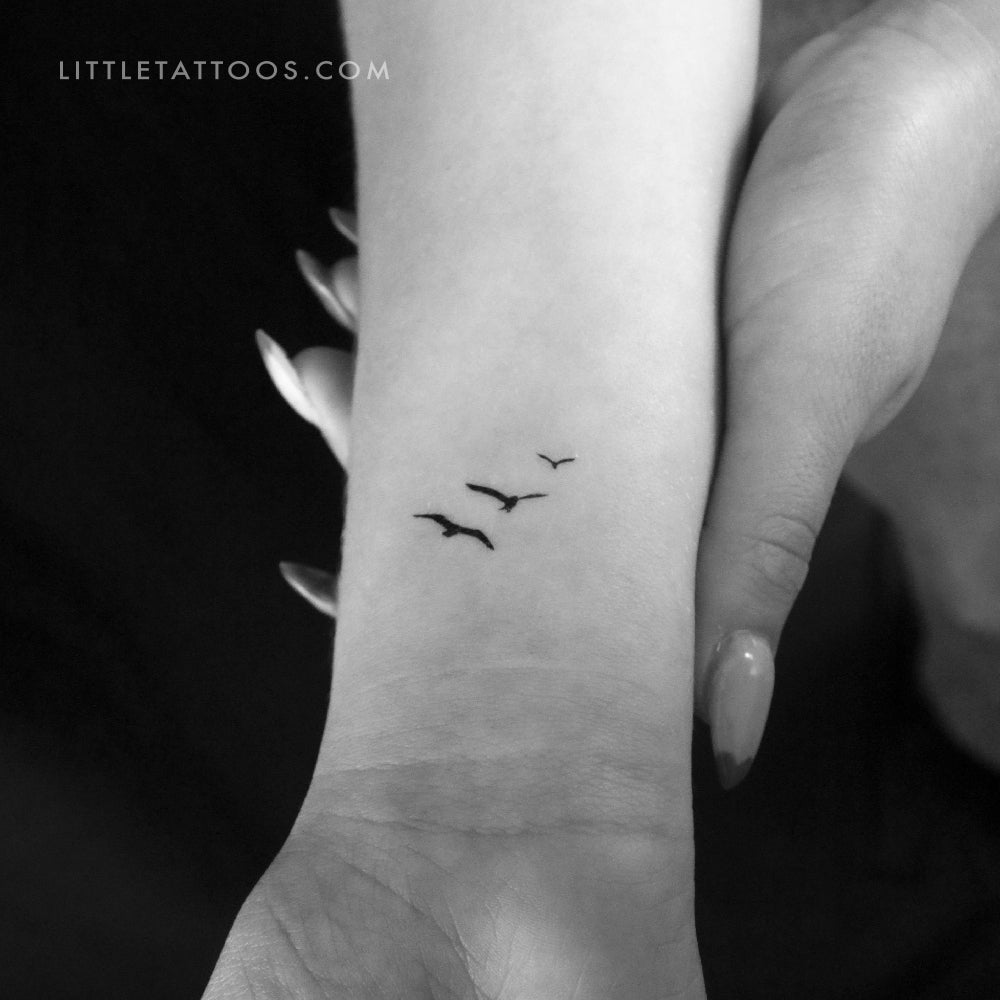 Tatuaje temporal de tres pájaros - Juego de 3
