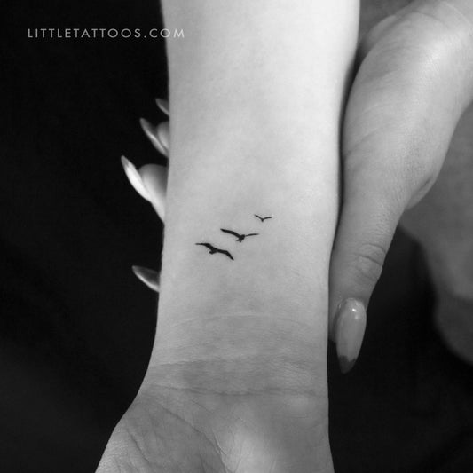 Tatuaje temporal de tres pájaros - Juego de 3