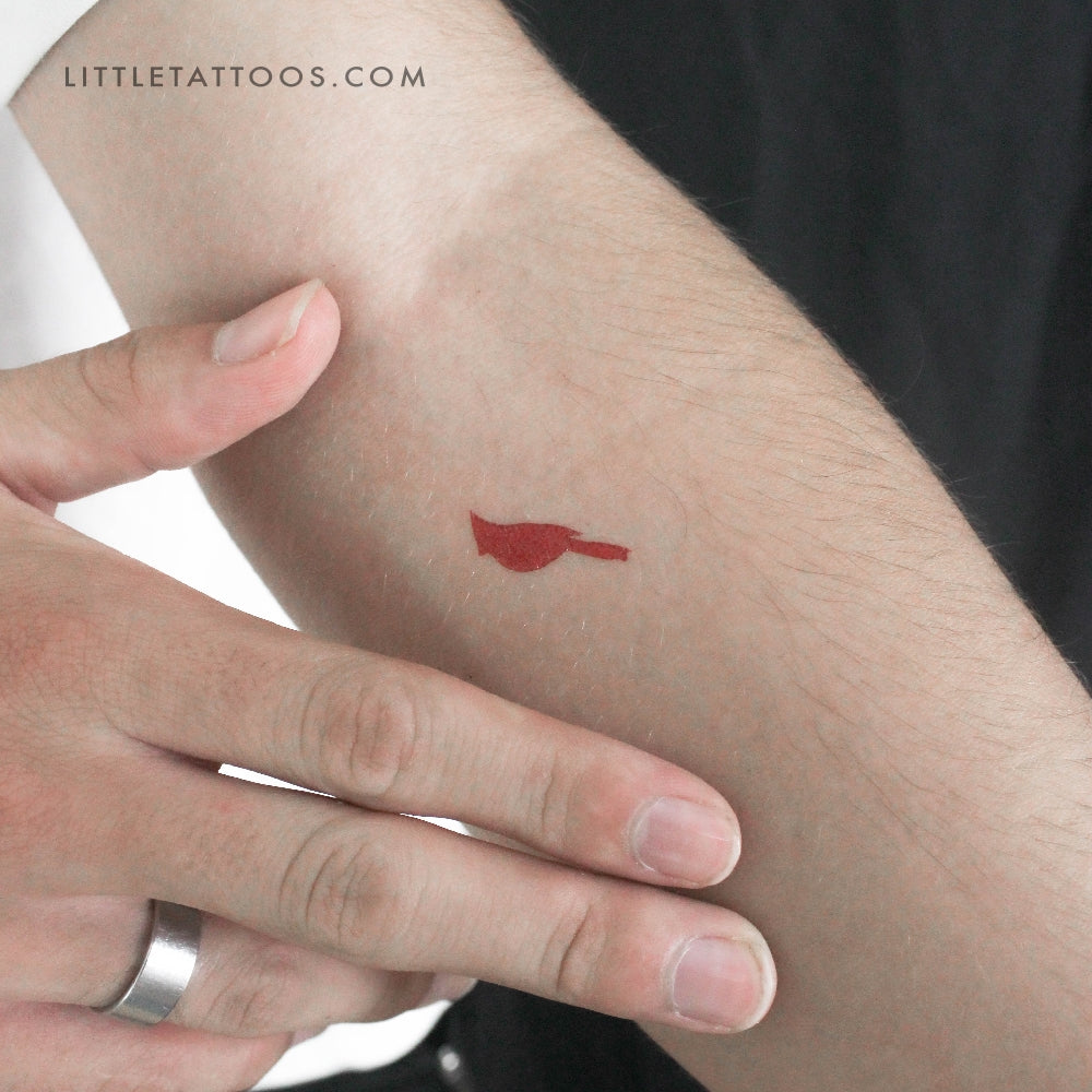 Red Ink Cardinal Temporary Tattoo - Set of 3