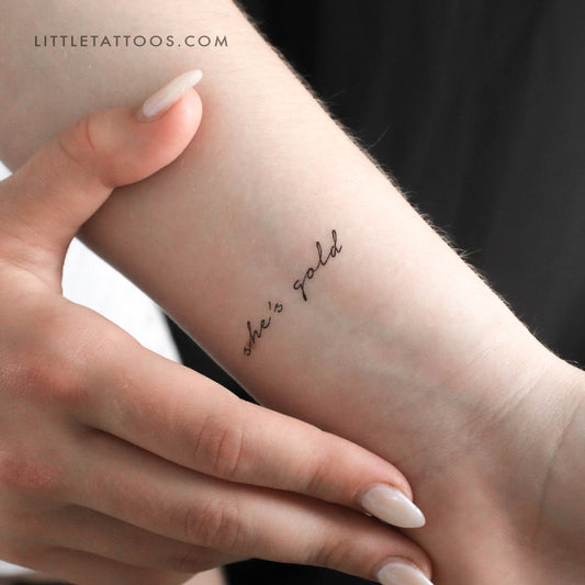 She's Gold Temporary Tattoo - Set of 3