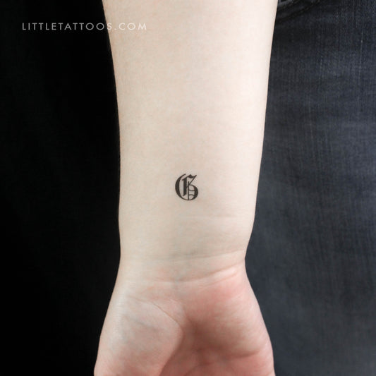 Tatuaje temporal de la letra G gótica - Juego de 3