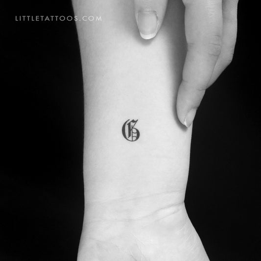 Tatuaje temporal de la letra G gótica - Juego de 3