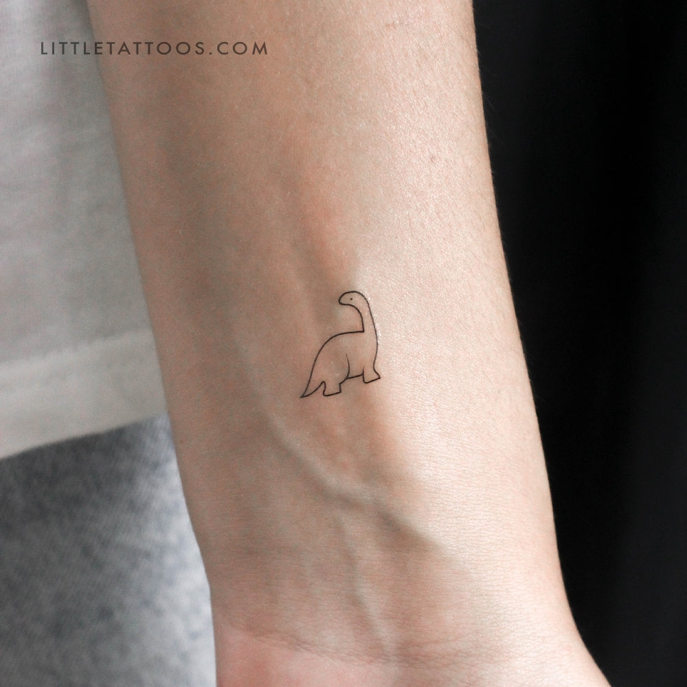 Tatuaje temporal de diplodocus diminuto - Juego de 3