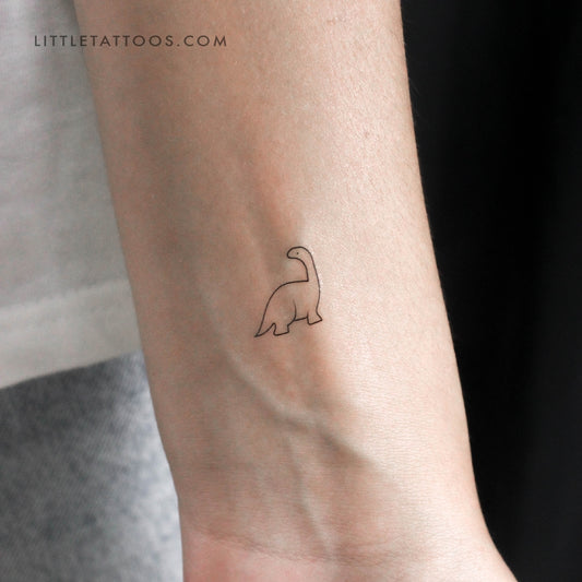 Tatuaje temporal de diplodocus diminuto - Juego de 3
