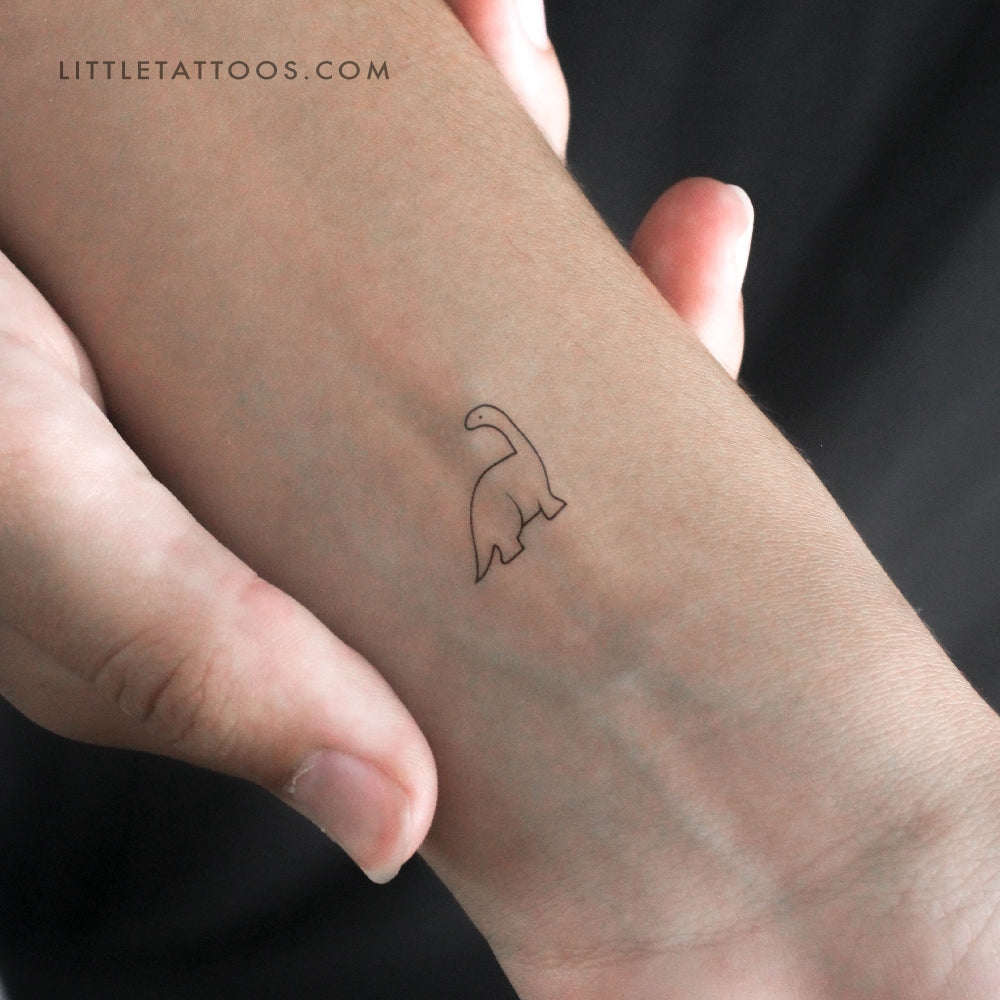 Tatuaje temporal de diplodocus diminuto - Juego de 3