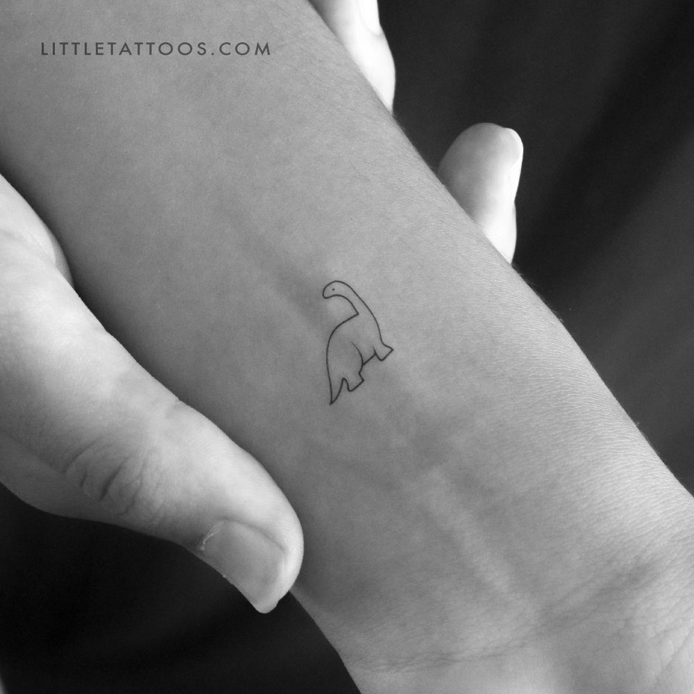 Tatuaje temporal de diplodocus diminuto - Juego de 3