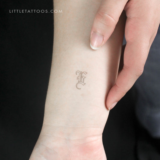 Tatuaje temporal con el contorno de la letra E en inglés antiguo (juego de 3)