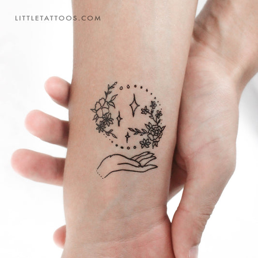 Tatuaje temporal de flor en la mano de Tukoi (juego de 3)