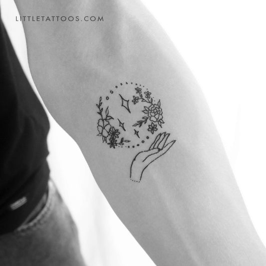 Tatuaje temporal de flor en la mano de Tukoi (juego de 3)