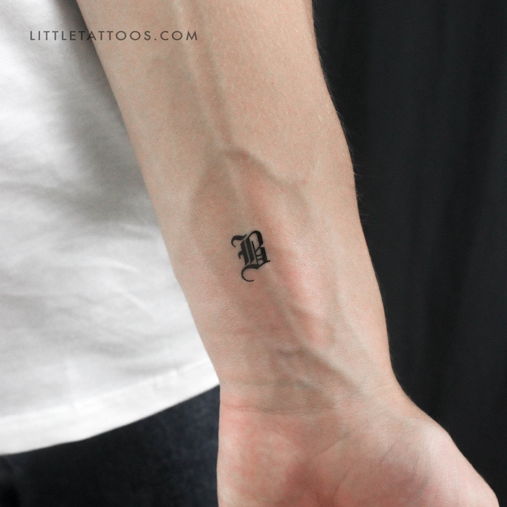 Gothic B Letter Temporary Tattoo - Set of 3, image size:1000x1000