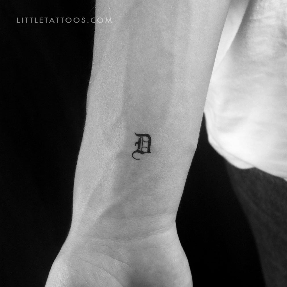 Tatuaje temporal de la letra D gótica - Juego de 3