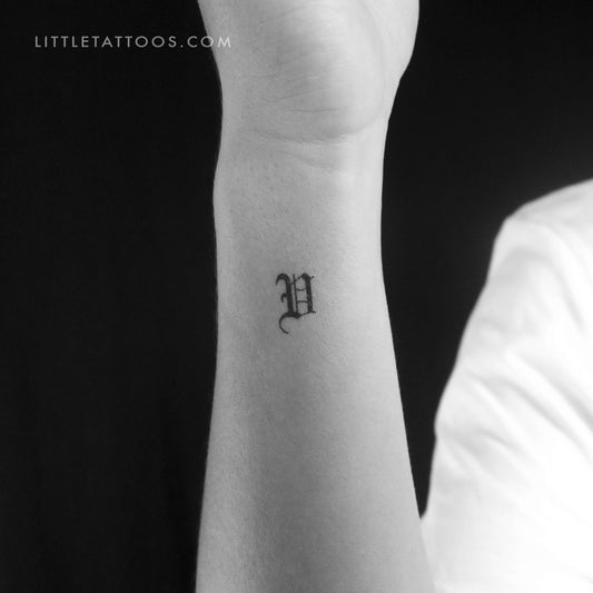 Tatuaje temporal de la letra V gótica - Juego de 3